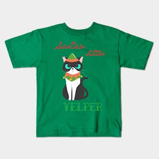 Santa's Little Yelper Christmas Cat Kids T-Shirt